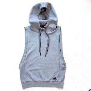 Adidas sleeveless hooded sweatshirt hoodie grey